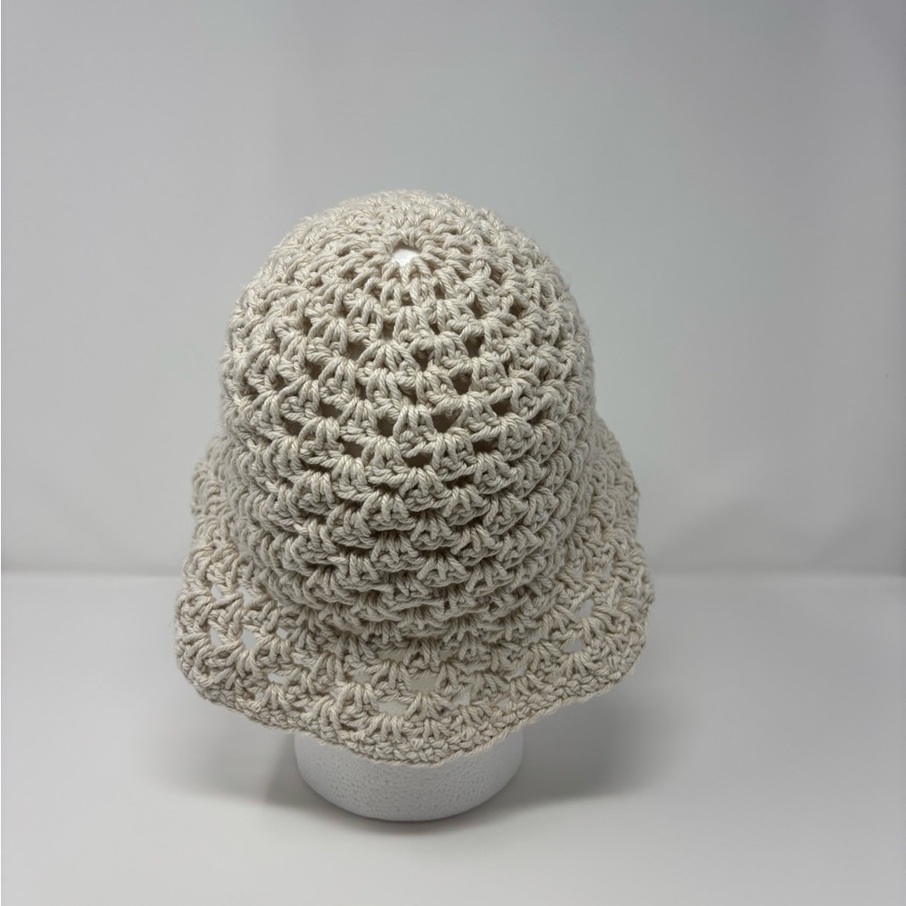 Cream Crochet Granny Stitch Bucket Hat - Picture 3 of 4